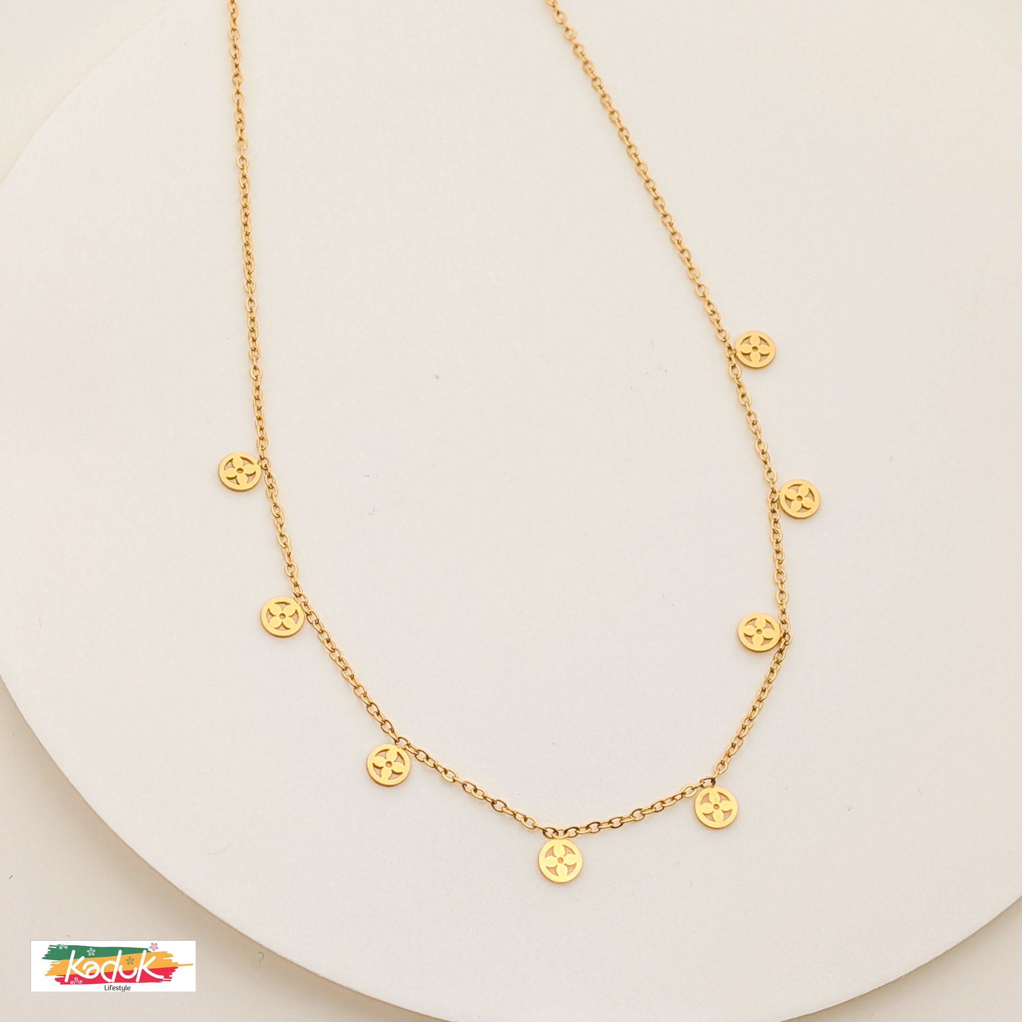 Minimal Gold-Plated Stainless Steel Necklace with Circle Charms
