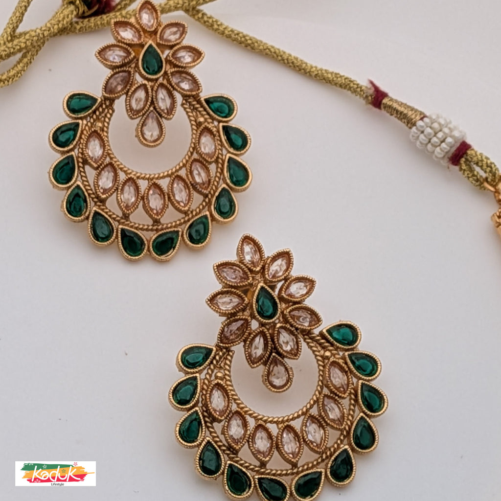 Gold-Plated AD Necklace Set with Matching Earrings