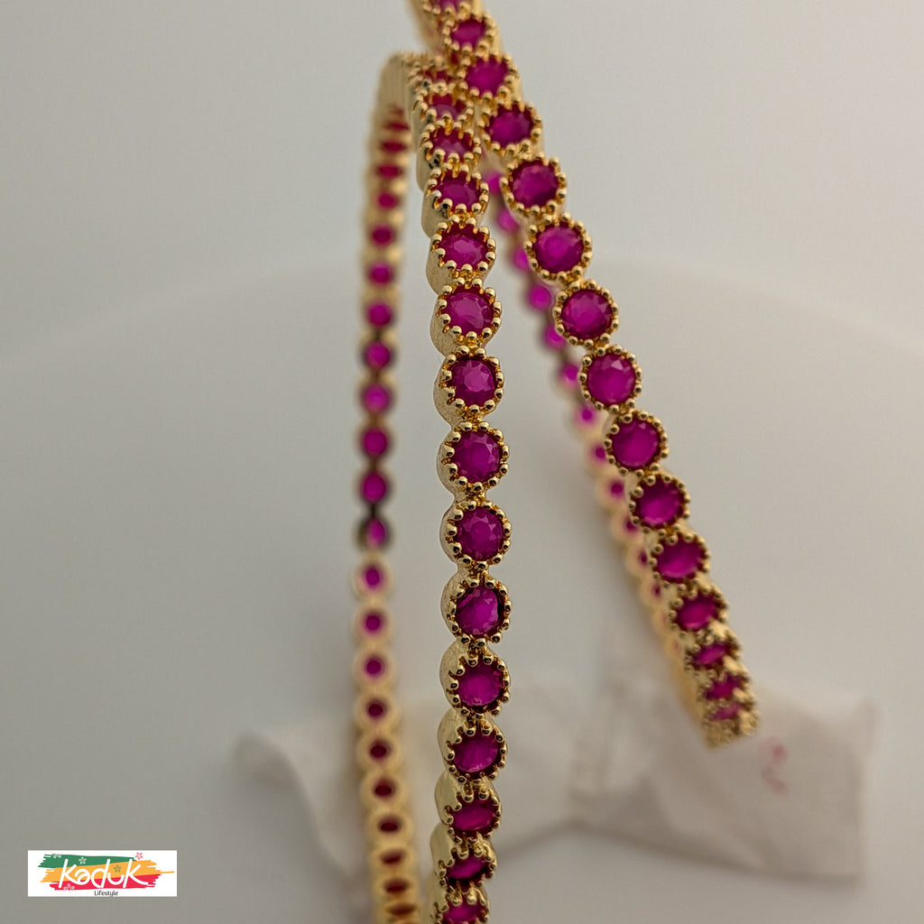 Gold-Plated Ruby Stone Bangles (Set of 2) – Elegant Traditional Jewellery for Women