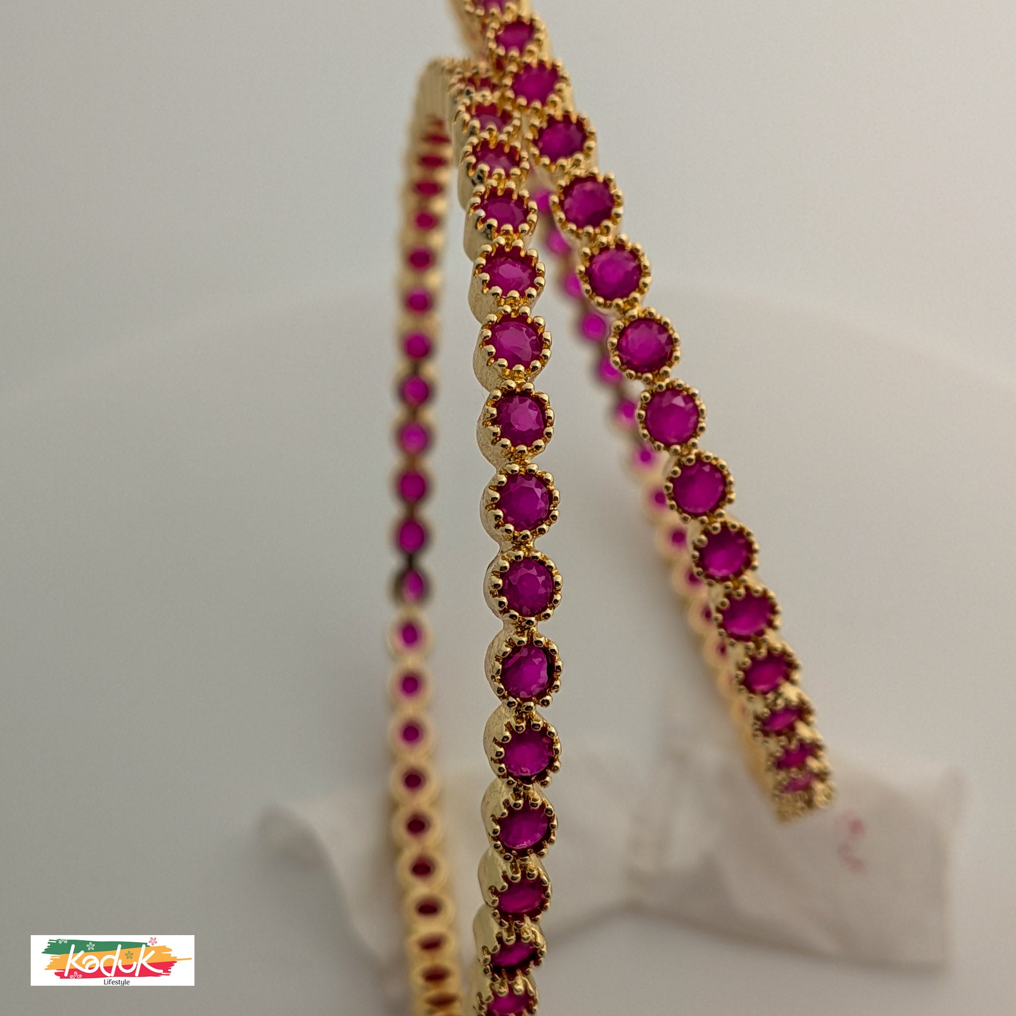 Gold-Plated Ruby Stone Bangles (Set of 2) – Elegant Traditional Jewellery for Women