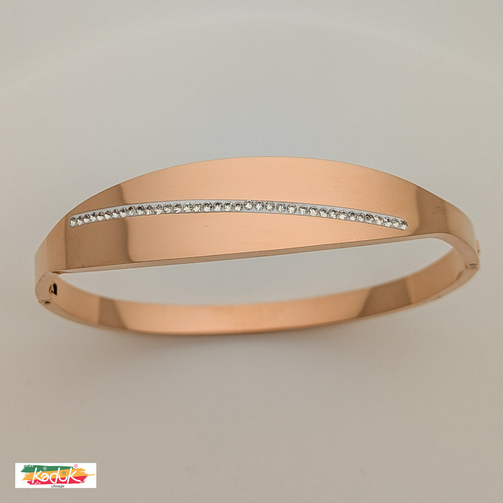 Rose Gold-Plated Minimal Bracelet with CZ Crystal Line