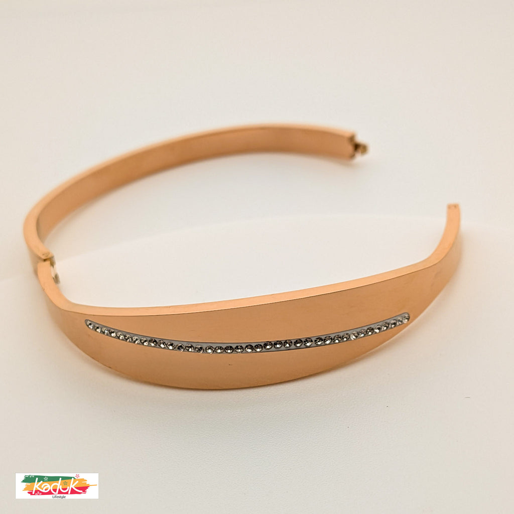 Rose Gold-Plated Minimal Bracelet with CZ Crystal Line