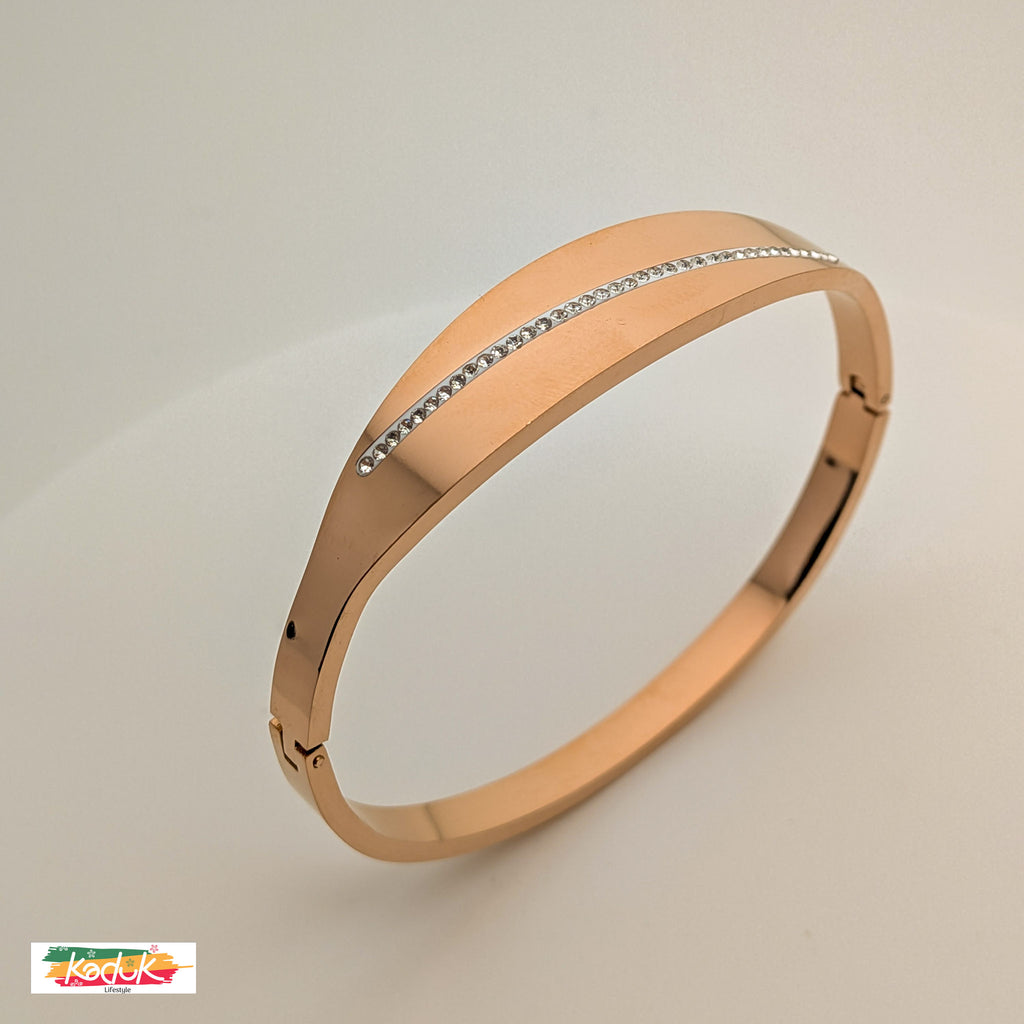 Rose Gold-Plated Minimal Bracelet with CZ Crystal Line