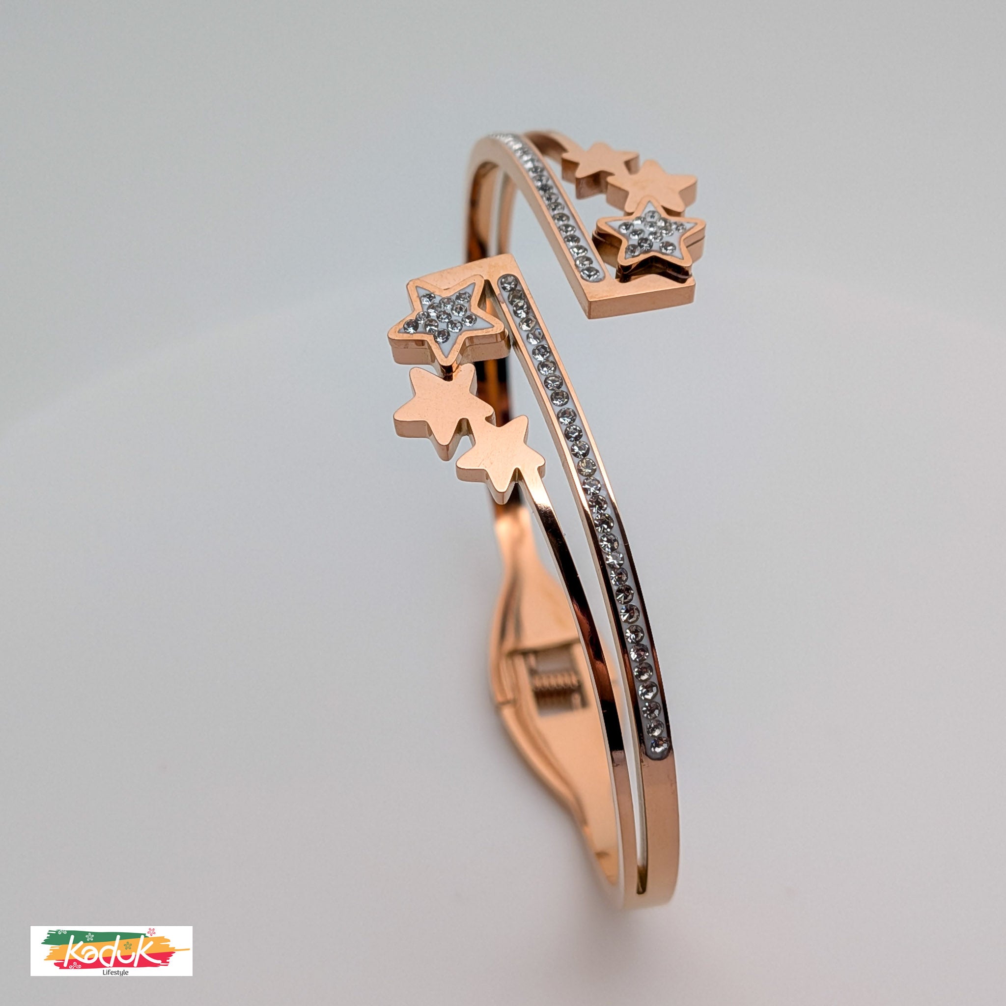 Rose Gold-Plated Star Design Bracelet with CZ Accents