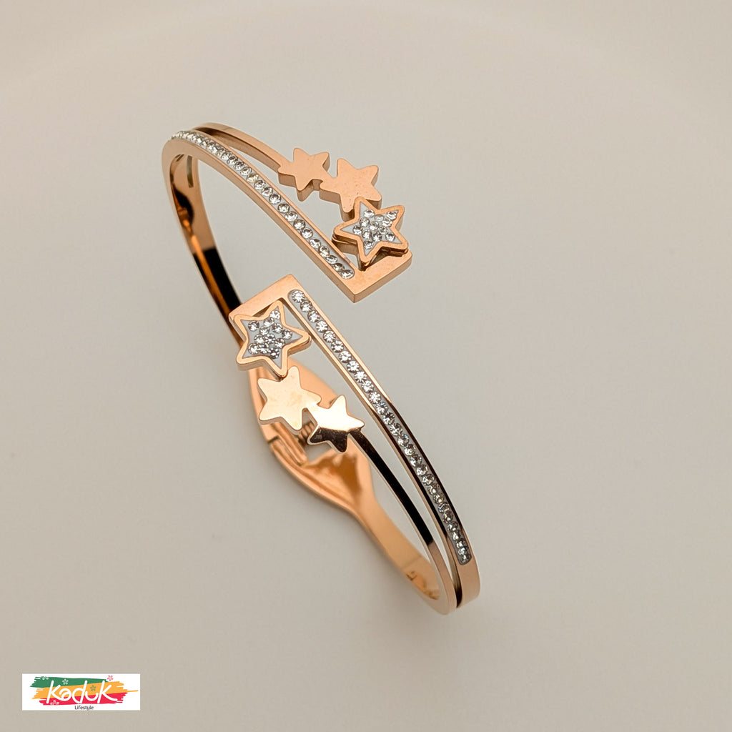 Rose Gold-Plated Star Design Bracelet with CZ Accents