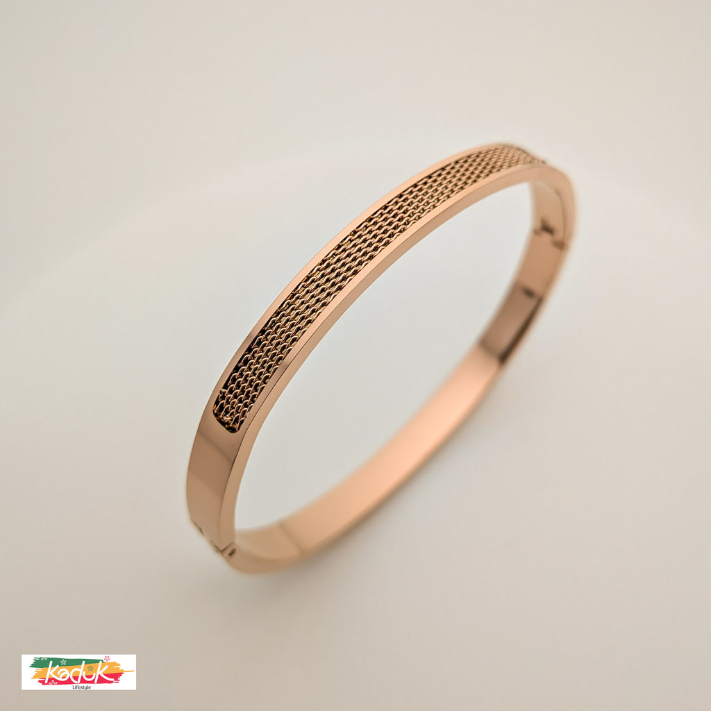 Rose Gold-Plated Textured Minimal Bracelet